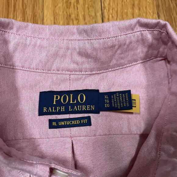 Polo Ralph Lauren Pink Short Sleeve Button Shirt Sz L RL Untucked Fit Flesh Pony - Picture 5 of 7